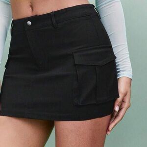 Black Cargo Mini Skirt with Pockets